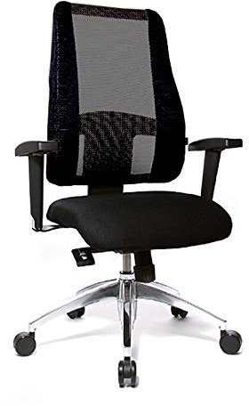 TOPSTAR Drehsessel Lady sitness Deluxe, Polsterbezug schwarz, Netzrücken schwarz, Fußkreuz Alu poliert