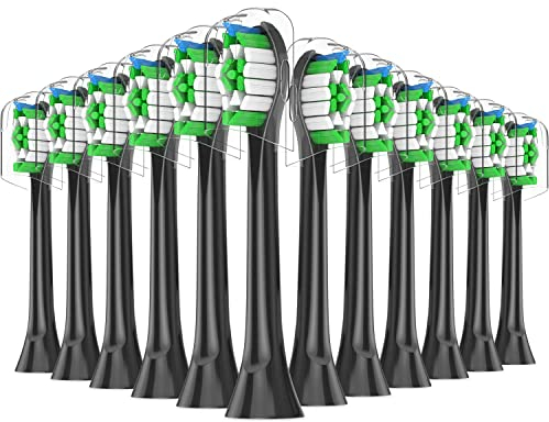 12er Ersatzbürsten Kompatibel mit Philips Sonicare Elektrische Zahnbürste,Bürstenköpfe Zahnbürstenaufsatz für Phillips Sonicare(Schwarz)