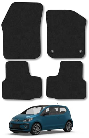 Compatible with Car Mats for VW Up! (2012-2023) Carpet | Black Edge Trim Tailored Fit Floor Mats Full Coverage Protection Accessories Easy Clean Anti Slip Made in the UK