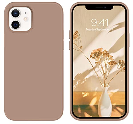 BENTOBEN für iPhone 12 Hülle iPhone 12 Pro Hülle Liquid Silikon Case, Slim Flüssigsilikon Handyhülle iPhone 12/iPhone 12 Pro 6.1'' Braun Khaki