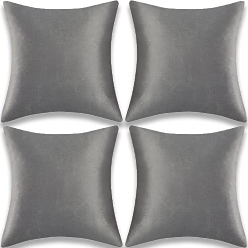 Yonous Cushion Covers, Soft Premium Velvet Decorative Throw Pillow for Sofa Bed Couch Chair, Set of 4, Grey, 18x18 inch / 45 x 45 cm