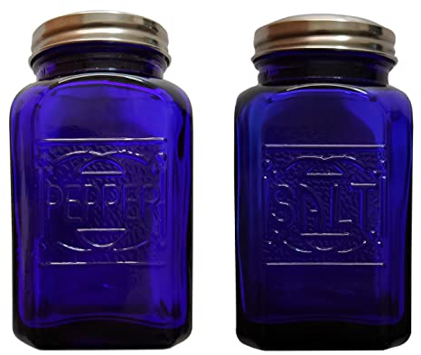 Ritadeshop Depression Style Glass Salt and Pepper Shakers (Cobalt Blue)