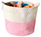 Cotton Rope Extra Large Pink Basket With Handles - Woven Storage Basket For Blankets, Toys, Clothes and Shoes