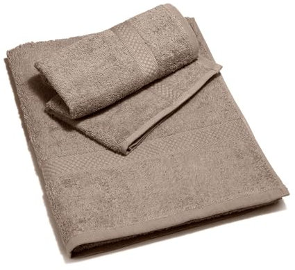 Caleffi - Asciugamano con Ospite Minorca | Massima Assorbenza | Coloranti Atossici Certificati | Design Italiano dal 1962 | Pratici per Ogni Occasione, Tortora, Standard, Cotone