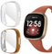 ToVioc Cover Compatibile con Fitbit versa 4 Custodia Full Protezione, [2 Pezzi] [Anti-Graffio] Shell con Pellicola Protettiva per Fitbit versa 4 - Oro Rosa & Trasparente