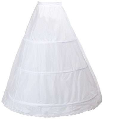 TUKA Reifrock 3 Ring verstellbar Unterrock, Krinoline Underskirt Petticoat Gr. Middle, passt zu Gr. 34 bis Gr. 39, Weiß Farbe, TKB0005 White