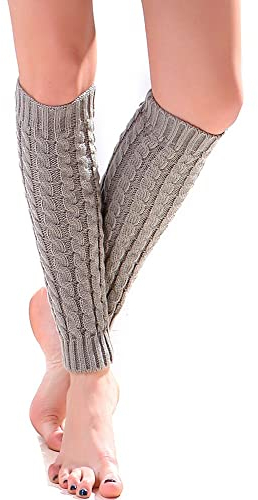 VUCDXOP Damen Langer Beinwärmer Frauen Mädchen Winter Crochet Stricken Stulpen Beinstulpen Beinwärmer Kniestrümpfe Legwarmers Strümpfe Overknees, in Einheitsgröße, Hellgrau