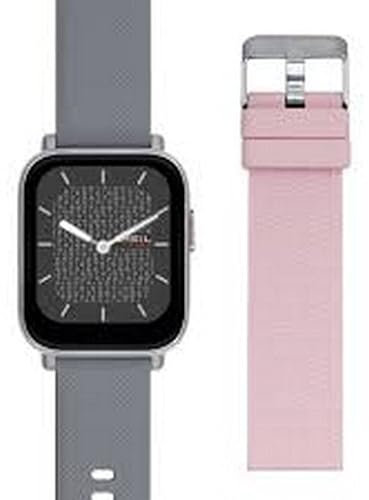 Breil, Smartwatch SBT-1, con Doppio Cinturino Intercambiabile in Silicone Light Grey e Rosa con Pattern Breil Tribe, Cassa in Lega Metallica Silver, Connettività Bluetooth, Chiusura ad Ardiglione