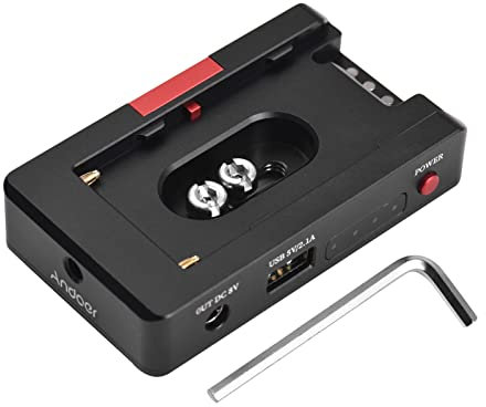 Andoer NP-F Battery Charger Metal Battery Adapter Plate with USB Charging Port DC12V DC8V DC Outputs 1/4 Inch Screw Connection Charger for NP-F970/NP-F950/NP-F930/NP- F770/NP-F750/ NP-F570/ NP-F550