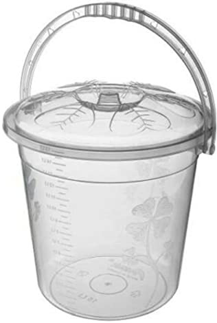 Best House 2 PCS Clear Plastic Bucket with Lid and Carry Handle Storage Bucket Bin Container (10 Litres)
