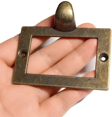 Antike Etikettenrahmen aus Bronze, für Aktenordner, Bibliotheke, Medizin, Apothekerschrank, Apotheker-Schublade (Länge: 7,4 cm, Breite: 6,4 cm, Breite: 6,5 cm, 10 Stück
