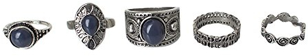 Gothic Ringe für Frauen Saphir Ringe für Teenager Mädchen Frauen Kreis Ringe Niedliche Schwanz Ringe Stapelbare Ringe Set (5 Stück)