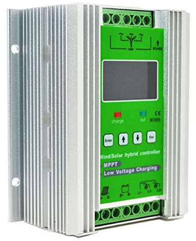 XDLYWUZIQ 12v/24v/48v Batterie Hors Réseau Contrôleur Éolienne Solaire Hybride Mppt Charge Boost Contrôleur avec Déchargeur,pour Vent, Panneau Solaire,12V/24V-Wind400+Solar500W