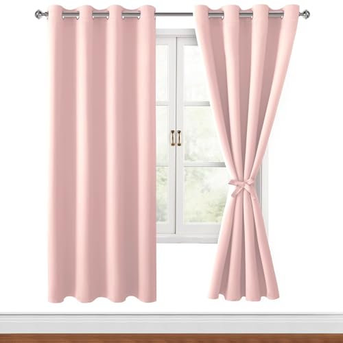 Hiasan Verdunklungsvorhänge Gardinen mit Ösen,Erröten rosa Blickdicht Vorhänge,2 Stück,140 x 200 cm (Breite x Höhe),weiche Schiebevorhänge für Schlafzimmer,Wohnzimmer usw.