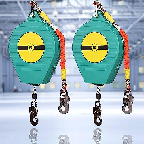 2 pc Dispositif Antichute a Rappel Automatique 3m-20m, Harnais Securite Anti-Chute Rétractable, Corde de Sécurité pour Toiture, D'échafaudage et Travaux en Hauteur, Charge:150kg