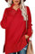 Aokosor Red Jumper Womens Turtle Neck Tops for Ladies Ribbed Sweater Split Tunic Size 10-12