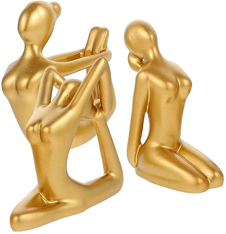WOFASHPURET Yoga-Figur-Ornamente Zarte Yoga-verzierung Yoga-Pose-Figuren Meditations-Yoga-Statue Skulptur Einer Menschlichen Figur Abstrakte Yoga-skulptur Kunsthandwerk Harz Frau Weinschrank
