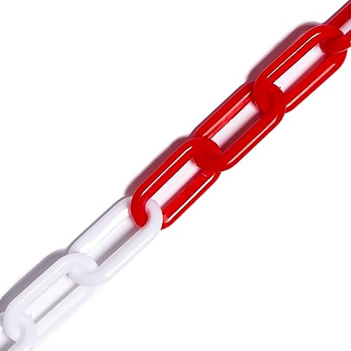 5m/25m Plastic Chain Barrier – 6mm/8mm Thickness | 8X Vibrant Colours (8mm, 25m, White & Red)