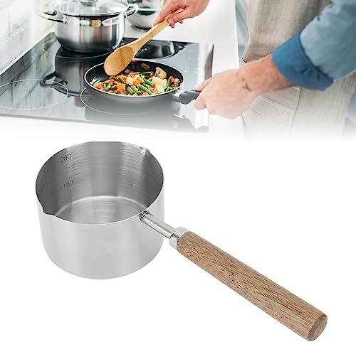 BEIJIALY Mini Saucepan, 200ml, Silver, Stainless Steel, Uncoated, No Lid, Suitable for Stovetop, 110g, Compact and Convenient, Comfortable Grip, Even Oil Distribution, Portable Butter Warmer