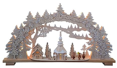 XL Schwibbogen Lichterbogen Leuchter Seiffener Winter traditionelles Motiv Holzdeko Deko Weihnachten Advent Geschenk Dekoration Weihnachtsdeko Weihnachtsdekoration Schwippbogen (10798N)