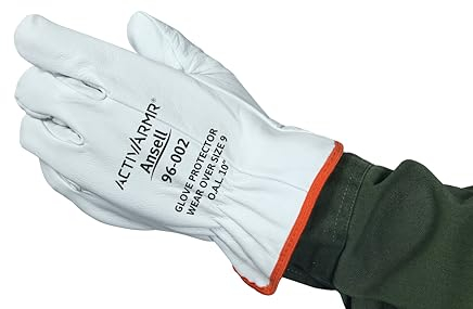 Ansell ActivArmr 96-002, Gants Electricien en Cuir, Protection Électrique Classe 00 & 0 (Tension 500V-1000V), EPI Travaux Electricité, Taille XL (1 Paire)