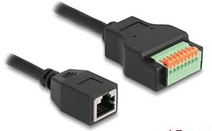 DeLOCK RJ45-Kabel Cat.5e Buchse auf Klemmenblock mit Drucktaste, 15 cm