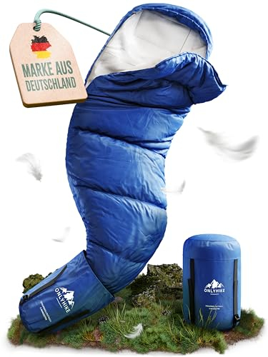 ONLYHIKE® Schlafsack Outdoor I [300GSM] Warmer & 1700g Leichter Schlafsack für Frühling, Herbst und Winter [-5°C bis 10°C] I Für eine kuschelig warme Nacht beim Camping, Outdoor & Reisen [Gr. L]