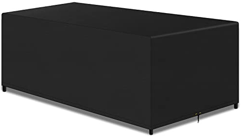PATIO PLUS Gartenmöbel Abdeckungen, 420D Oxford Stoff, Outdoor Patio Möbel Rattan Würfel Set Abdeckungen wasserdichte Anti-UV Winddichte Garten Quadratische Tischdecke, Schwarz 270x180x90cm