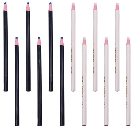 ZYNERY 12 Stück Stoff Marker Stift, Nähen Bleistift, Stoffkreide, Kreidestift Trickmarker, Schneiderkreide für DIY, Nähen, Basteln, Markieren von Stoffen, Nähmarker (6 Blau + 6 Weiß)