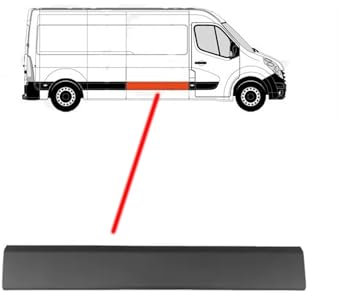 Ras Ricambi Auto Store Modanatura Laterale Nera Goffrata Per Porta Posteriore Destra Compatibile con Renault Master Dal 10-2019 - Alta Qualità