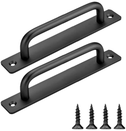 AIMIXUN 2 PZ Maniglie Nere, Maniglie Porte Scorrevoli, Lega di Alluminio Maniglie Porte Interne da Cucina Moderne Maniglie Porta Fienile Pull Maniglie per Shed Cassetto Armadio, 15cm/6 Pollici-(Nero)