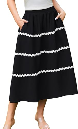 Rock Damen Sommer Elastische Taille Schwarz Freizeitrock Casual Lang S Schwarz