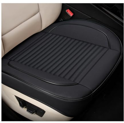 Ziciner Autositz-Bodenbezug, 61 x 54 cm, Leder-Fahrzeugsitzschutzmatte mit Tasche, Auto-Vordersitz-Kissen, universelle Innendekoration, Autozubehör (schwarz)