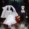 Halloween Deko Skelett 30cm Halloween Skelett Deko Gruselig Braut und Bräutigam Hängende Skelett Deko aus Kunststoff, Halloween Tischdeko Halloween Dekoration für Outdoor Garden Spukhaus Party