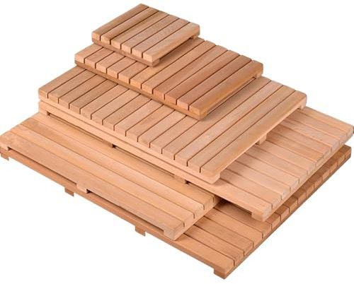 NEPHRA Tappetino Bagno, Pedana Doccia Legno, Tappetino Bagno Antiscivolo, Esterna Giardino Tappeto Doccia, Tappetino Piscina, Pedana Doccia Antiscivolo, più Dimensioni(90x35cm/35x14in)