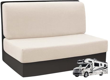 ZXLVCU 2 Stücke Wohnmobil Esstisch Kissenbezüge Bezüge, Stretch Wohnwagen PolsterbezüGe Sitzgruppe Waschbar, Jacquard Ersatzbezüge Für Wohnwagen (Beige)