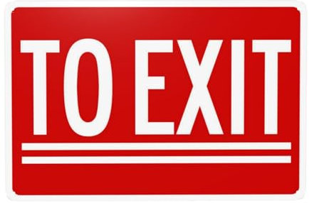 To Exit Schild, roter Hintergrund Warnschild, 20cm x 30cm Sicherheitsschilder aus Metall, 4 vorgebohrte und leicht zu montierende Schilder für Innen- und Außenwanddekoration Sicherheitszeichen