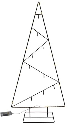 LED Metall Tannenbaum schwarz mit 9 Haken - 77 cm - Deko Ständer für Zierschmuck Batterie betrieben - Advent Weihnachts Dekoration