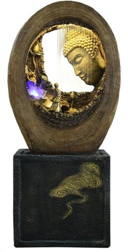 ZQNDFAC Chinese-Style Buddha Statues Indoor Freestanding Fountain Large Garden Water Fountain Circulating Water Landscape Ornaments Present