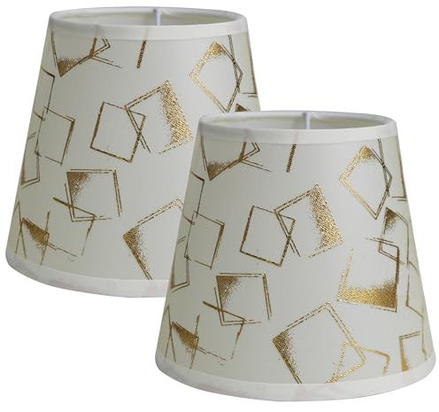 Sinta 2 Pack 15cm Lampenschirm Floral Stoff Kleiner Lichtschirm für E14/E27 Kronleuchter aufrechte Wandleuchte Kleine Tisch Lampenschirme Kerzenlicht Lampenschirm,Gold