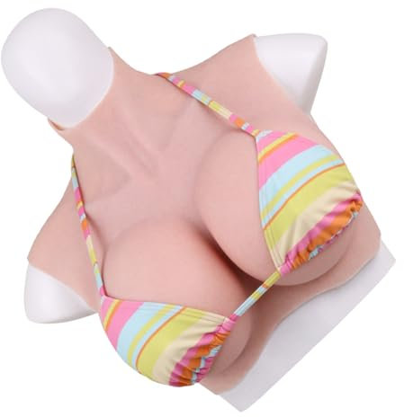 EQAIWUJIE Silicone Breast Forms for Crossdressers Realistic Breastplate Suit For Drag Queen Mastectomy Transgender ladyboy cosplayer or women (White, E Cup-Silicone Filler)