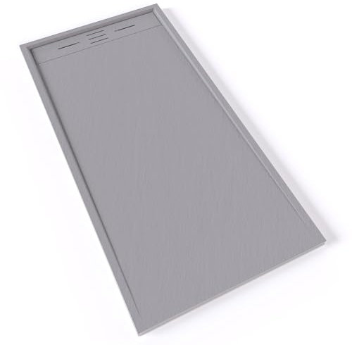 HIEMAL Receveur de douche 80 x 160 cm résine Gris aspect ardoise + bonde incluse - Salle de bain