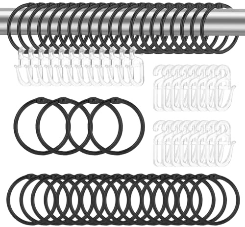40 Stücke Metall Bronze Gardinenringe mit S-Haken, Vorhangringe, Schwarz