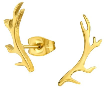 Monkimau Geweih Kinder Ohrringe Chirurgenstahl | Edelstahl Hypoallergen Kinderohrringe | Mädchen Schmuck Geschenk Geschenkidee