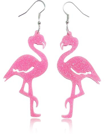 Flamingo Ohrringe, Flamingo Ohrringe Damen, Hawaii Ohrringes, Ohrring Rosa, Ohrringes Sommer Hängend, Hawaii Schmuck, Geburtstags, Verabredungs Geschenke für Frauen (B)