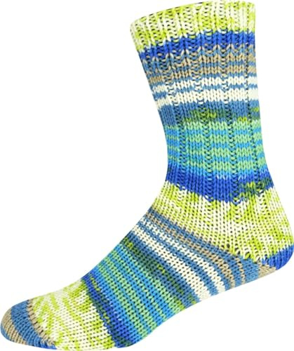 ONline Supersocke 6-fach 150g Sort. 372 Merino Color 3076 - blau/pistazie/grün/weiß