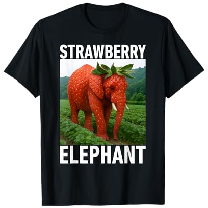 T-Shirt Italien Brainrot Meme pour Enfants Motif éléphant Fraise T-Shirt