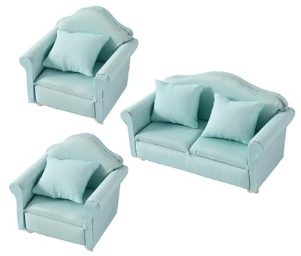 Mocoocouture 3er Pack Miniatur Couch Mit Kissen Maßstab 1:12 Puppenhaus Sofa Set Moderne Wohnzimmer Dekoration Szene Ausstellungszubehör Miniatur Couch Mit Kissen