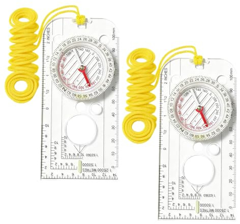 2 Stück Navigation Kompass Pfadfinder Compass Orientierungslauf Kompass Leichter Wanderkompass mit Einstellbarer Neigung für Expedition Karte Lesen Navigation Orientierungslauf (12,5 x 6,0 cm)