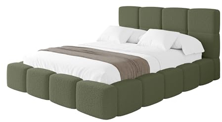 ALTDECOR Polsterbett mit Bettkasten und Lattenrost, Bett mit Kopfteil, Boxbett ohne Matratze, Doppelbett mit Stauraum - NATA 180x200 Grün